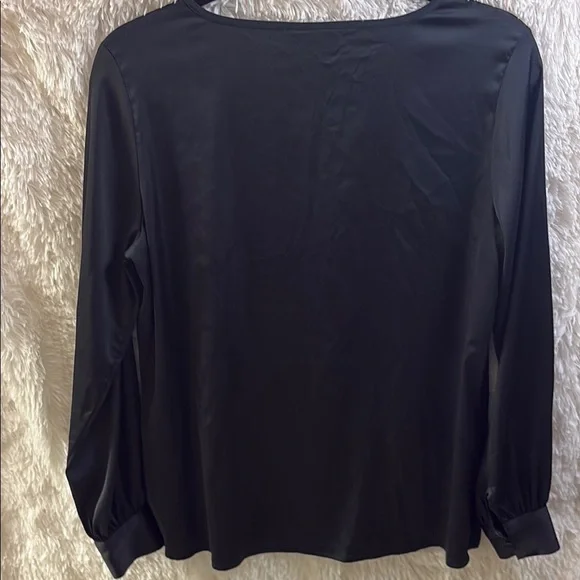 JM Collection Black Silky Blouse - Picture 6 of 7